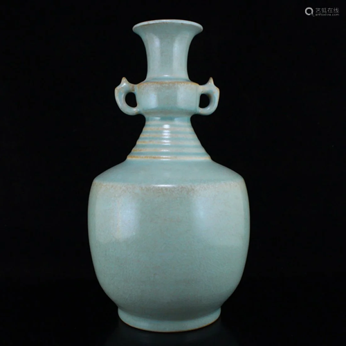 Vintage Chinese Ru Kiln Double Ears Porcelain Vase