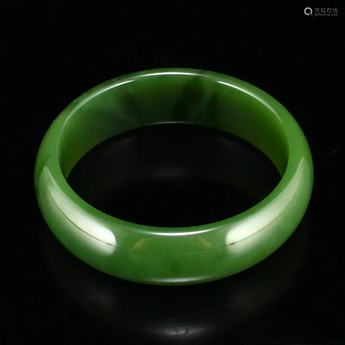 Inside Diameter 58 mm Green Hetian Jade Bracelet