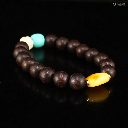 Chinese Chenxiang Wood Beads Bracelet