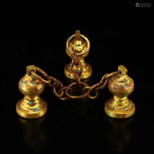 Vintage Chinese Gilt Gold Red Copper Seals