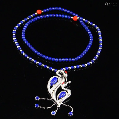 925 Silver & Lapis Lazuli Beads Pendant / Necklace