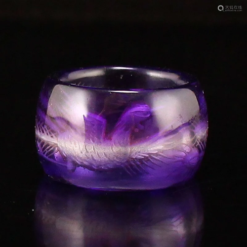 Beautiful Chinese Amethyst Phoenix Thumb Ring