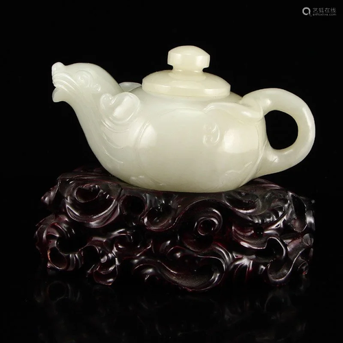 Superb White Hetian Jade Teapot