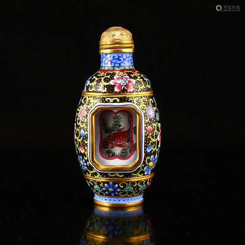 Gilt Gold Red Coper Enamel Turn Heart Snuff Bottle