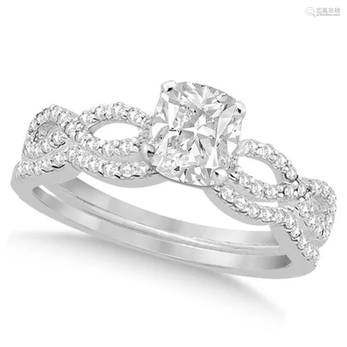 Infinity Cushion-Cut Diamond Bridal Ring Set 14k White