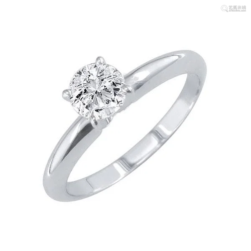 Certified 0.52 CTW Round Diamond Solitaire 14k Ring J/S