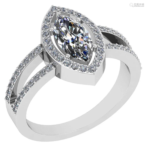 Certified 1.47 Ctw Marquise Diamond 14k White Gold H…