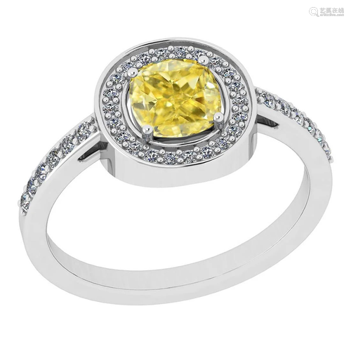 Certified 1.25 Ct Natural Fancy Yellow And White Diamon