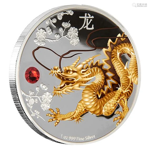 2015 Niue 1 oz Silver $2 Feng Shui Dragon (w/Box & COA)