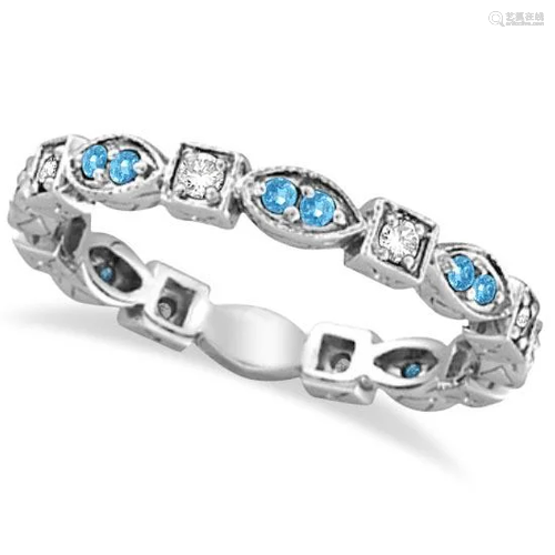 Aquamarine and Diamond Eternity Anniversary Ring Ba…