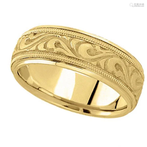 Antique style Style Handmade Wedding Band in 18k Yell…