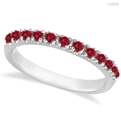 Garnet Stackable Ring Guard Band 14K White Gold 1.00 ct