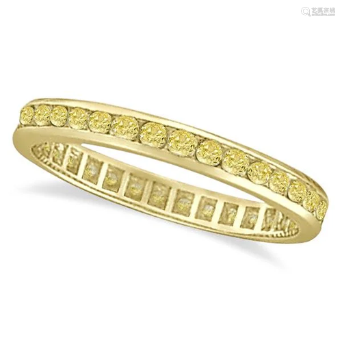 Channel Set Yellow Canary Diamond Eternity Ring 14k Yel