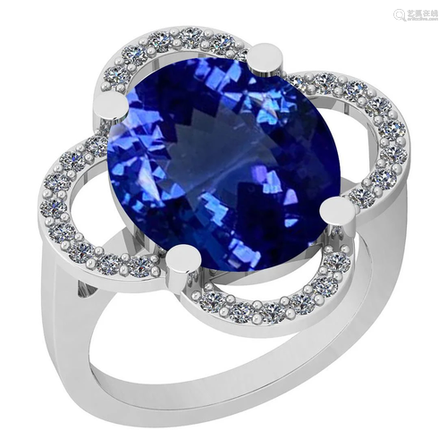 Certified 7.41 Ctw VS/SI1 Tanzanite And Diamond 14K …