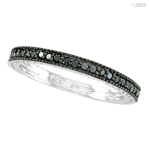 Black Diamond Stackable Ring Guard in 14K White Gold 1.