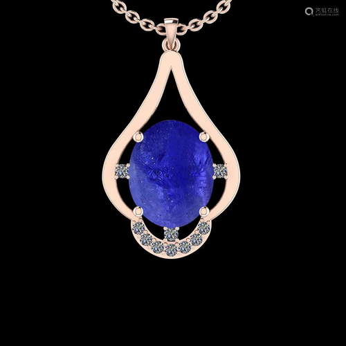 Certified 12.43 Ctw Tanzanite And Diamond SI2/I114K Ros