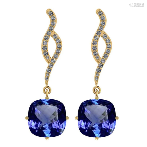 Certified 11.28 Ctw VS/SI1 Tanzanite and Diamond 14K Ye