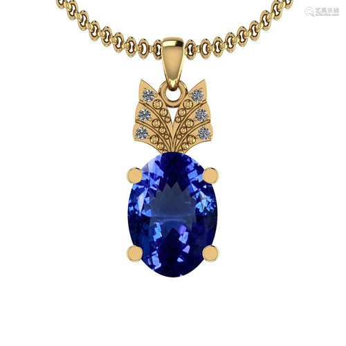 Certified 7.04 Ctw VS/SI1 Tanzanite and Diamond 14K Yel