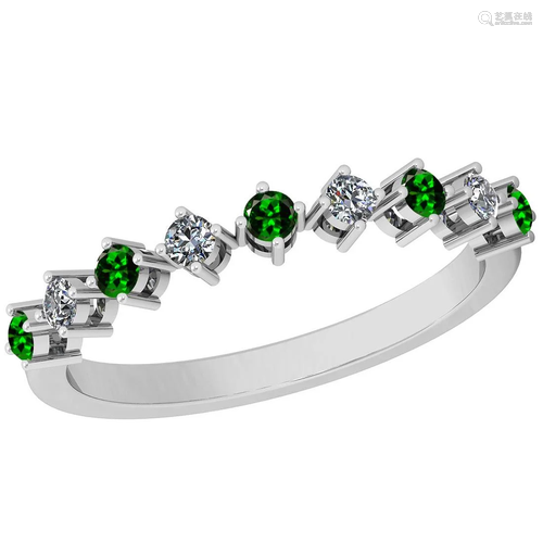 Certified 0.37 Ctw VS/SI1 Tsavorite And Diamond 14k Whi