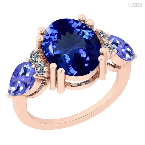 Certified 7.11 Ctw VS/SI1 Tanzanite and Diamond 14K …