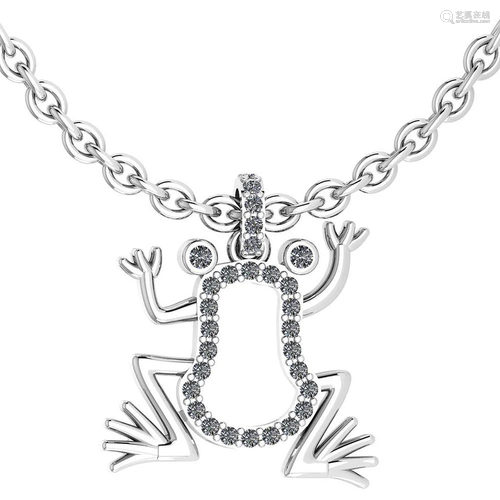 Certified 0.24 Ctw Diamond Frog Necklace Animal New …