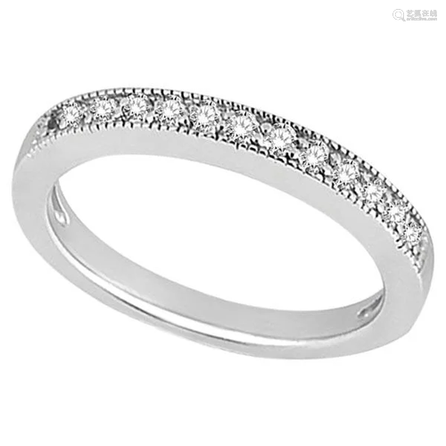 Milgrain Pave-Set Diamond Wedding Band in platinum 0…