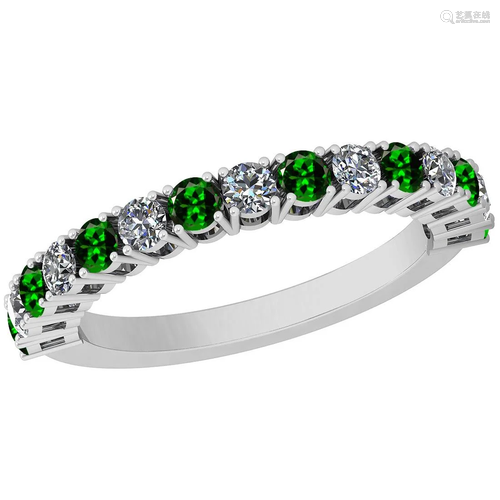 Certified 0.52 Ctw VS/SI1 Tsavorite And Diamond 14k Whi