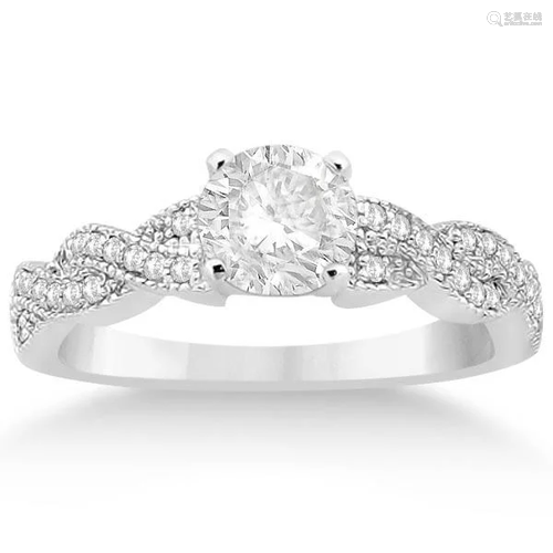 Infinity Twisted Diamond Engagement Ring 14k White Gold