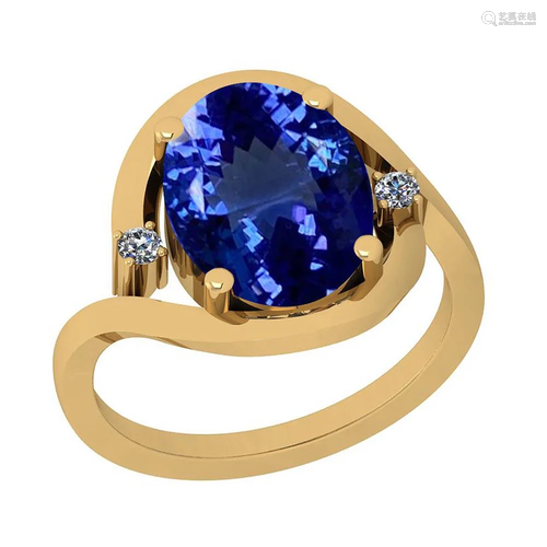 Certified 4.03 Ctw VS/SI1 Tanzanite and Diamond 14K Yel