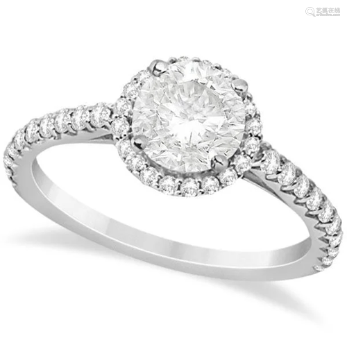 Halo Diamond Engagement Ring with Side Stone Ac…