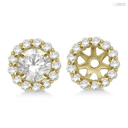 Round Diamond Earring Jackets for 5mm Studs 14K Yellow