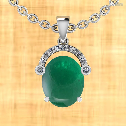 Certified 8.76 Ctw Emerald And Diamond I1/I2 14K White