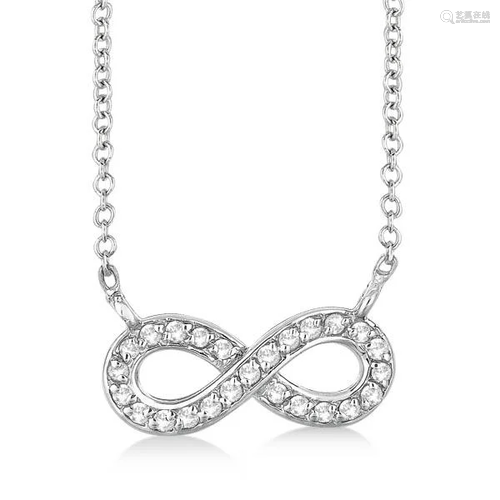 Pave-Set Diamond Infinity Pendant Necklace 14K White Go