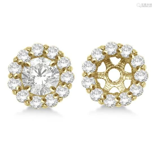 Round Diamond Earring Jackets for 7mm Studs 14K Yellow