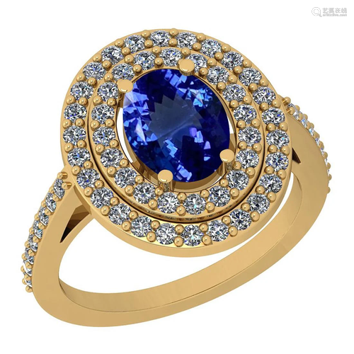 Certified 2.79 Ctw VS/SI1 Tanzanite And Diamond 14K Yel