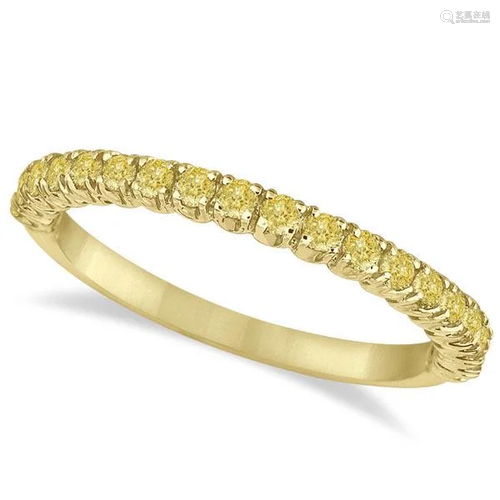 Half-Eternity Pave Thin Yellow Diamond Ring 14k Yellow