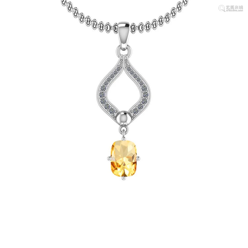 Certified 1.17 Ctw Yellow Topaz And Diamond I2/I3 14K W