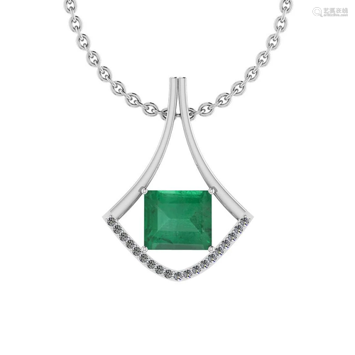 Certified 2.67 Ctw Emerald and Diamond I2/I3 14K White