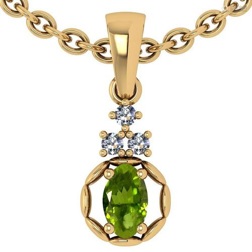 0.25 Ctw Peridot And Diamond 14k Yellow Gold Pendant