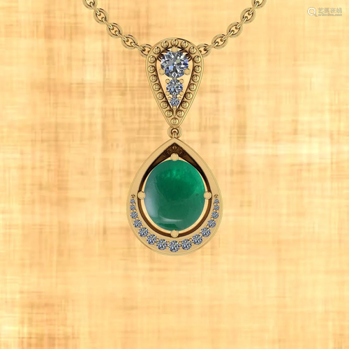 Certified 9.78 Ctw Emerald And Diamond I1/I2 14K Yellow