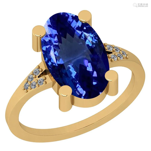 Certified 4.65 Ctw VS/SI1 Tanzanite and Diamond 14K Yel