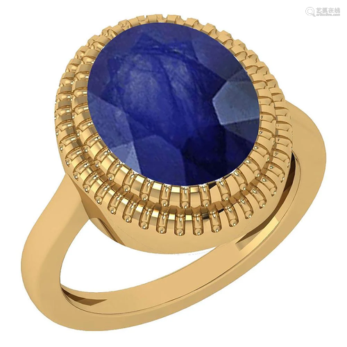 Certified 5.05 Ctw Blue Sapphire 14k Yellow Gold Solita