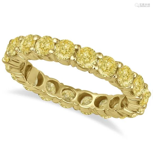 Fancy Canary Yellow Diamond Eternity Ring Band 18k Yell