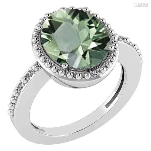 Certified 5.05 Ctw Green Amethyst And Diamond VS/SI1 Ha