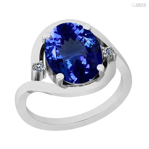 Certified 4.03 Ctw VS/SI1 Tanzanite and Diamond 14K …