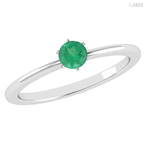 Certified 0.50 Ctw Emerlad 14k White Gold Ring