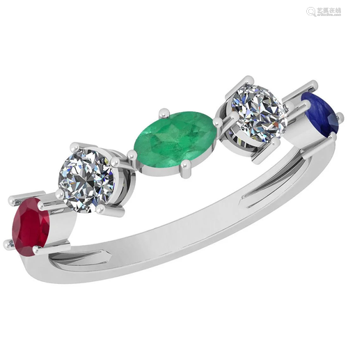 Certified 1.15 Ctw VS/SI1 Emerald , Ruby, Blue Sapphire