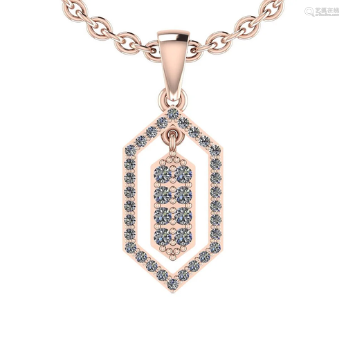 Certified 0.58 Ctw SI2/I1 Diamond 14K Rose Gold Neckl