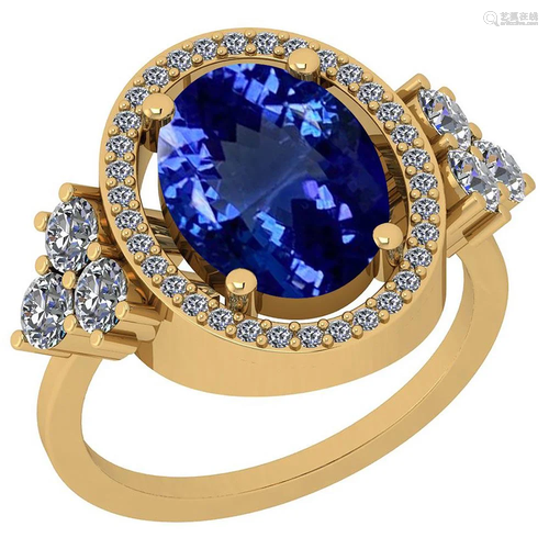 Certified 6.22 Ctw VS/SI1 Tanzanite and Diamond 14K Yel