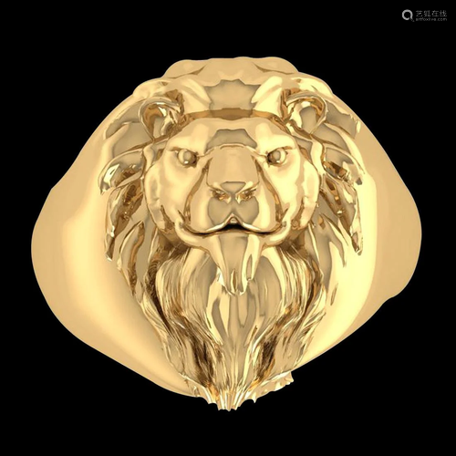 Lion Head Ring 14K Yellow Gold